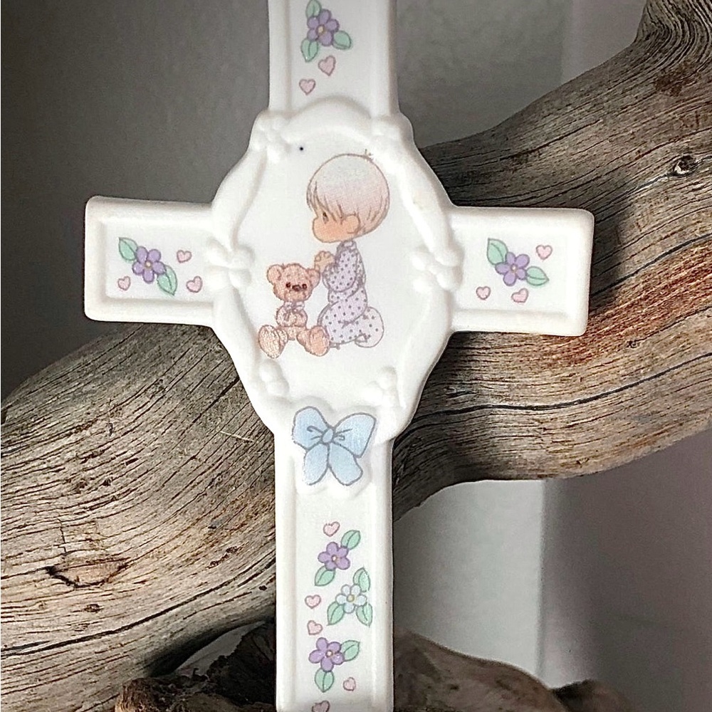 Jesus Loves Me - Enesco Precious Moments Porcelain Cross Magnet, 1991